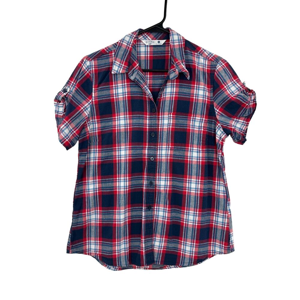 Riders by Lee Women's Plaid‎ Button-Down Top Size Small, Preowned